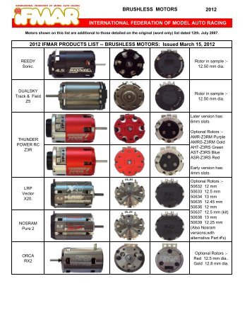 BRUSHLESS MOTORS 2012 INTERNATIONAL ... - iFMAR