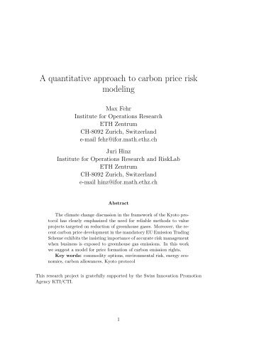 A quantitative approach to carbon price risk modeling - CiteSeerX