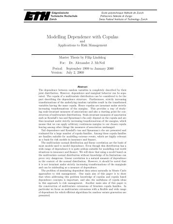 Modelling Dependence with Copulas - IFOR