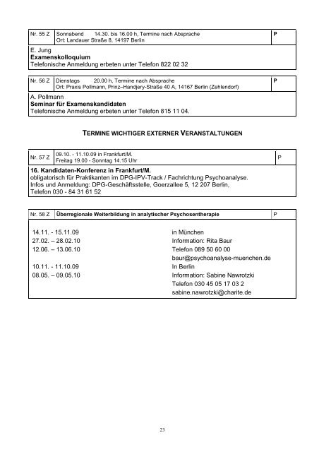 VorlVerz WS 0910 - Institut fÃ¼r Psychotherapie eV Berlin