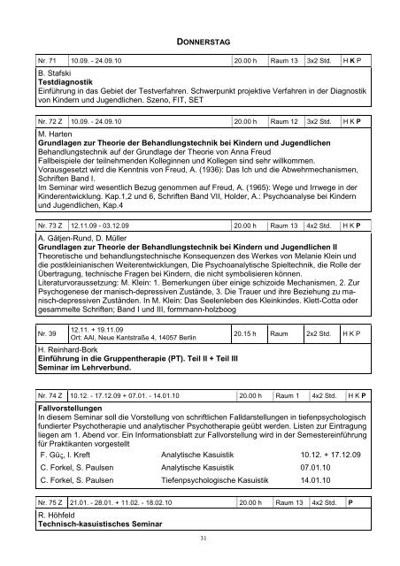 VorlVerz WS 0910 - Institut fÃ¼r Psychotherapie eV Berlin