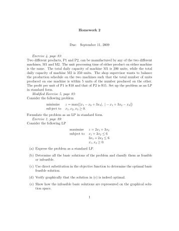 Homework 2 Due: September 11, 2009 Exercise 4, page 83: Two ...