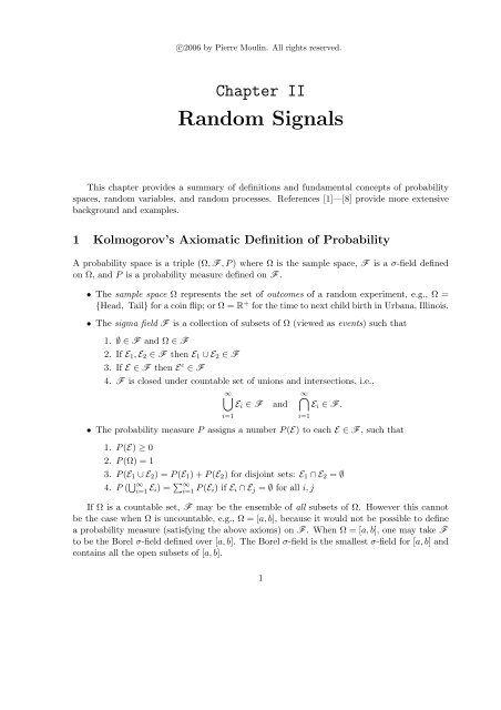 Chapter 2: Random Signals - IFP Group at the University of Illinois