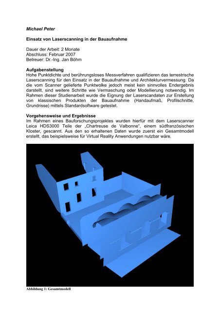 Michael Peter Einsatz von Laserscanning in der Bauaufnahme ...