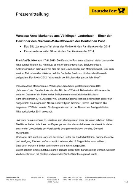 Vanessa Anne Markandu aus VÃ¶lklingen ... - Deutsche Post