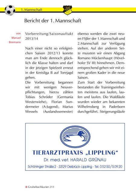 Grubebachkurier Nr. 211 - FC Westerloh-Lippling