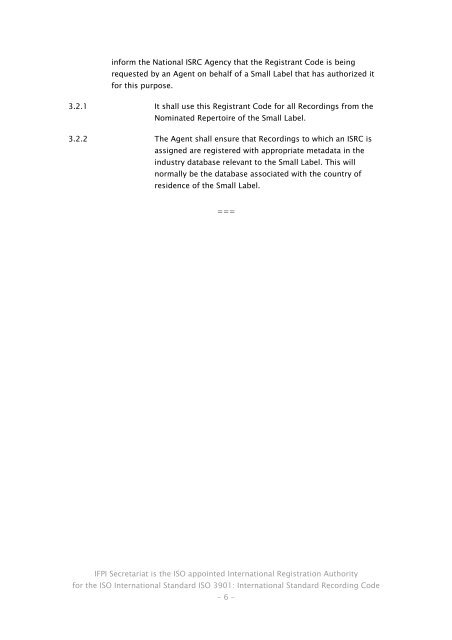 ISRC International Agency Bulletin 2006/01 Approval of ... - IFPI