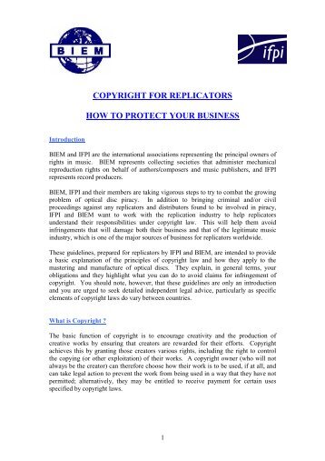 Copyright For Replicators - How To Protect Your Business - IFPI