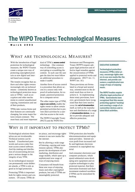 The WIPO Treaties: Technological Measures - IFPI