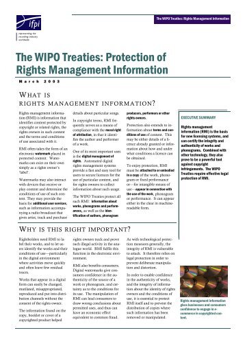 WIPO Treaties: Rights Management Information - IFPI