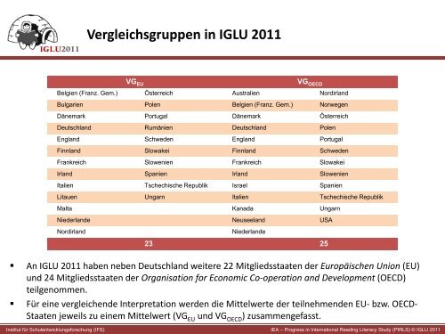 IGLU/PIRLS 2011 und TIMSS 2011 IEA International ... - IFS