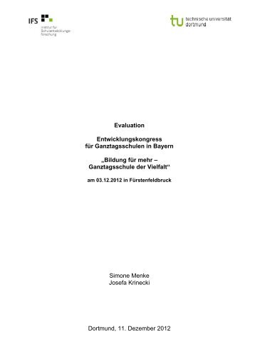 Evaluation von S. Menke / J. Krinecki, Institut fÃ¼r ... - IFS