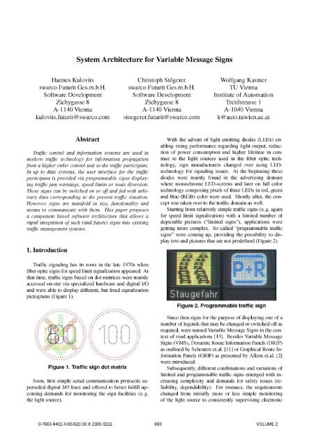 System Architecture for Variable Message Signs - Information ...