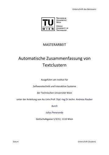 Automatische Zusammenfassung von Textclustern - Information ...