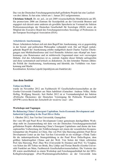 Newsletter 1| 2013 - Institut für Sozialforschung Frankfurt am Main