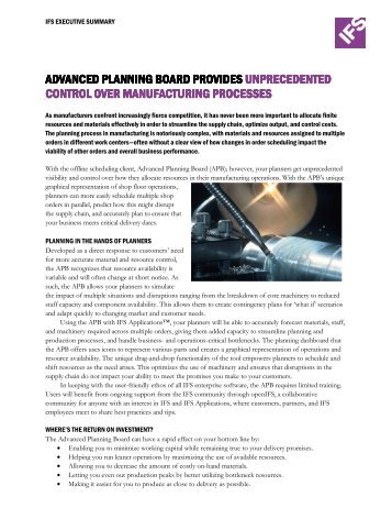 advanced planning board - IFS