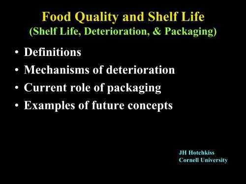 Food Quality and Shelf Life