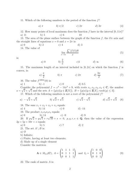 Bac math exam 2003