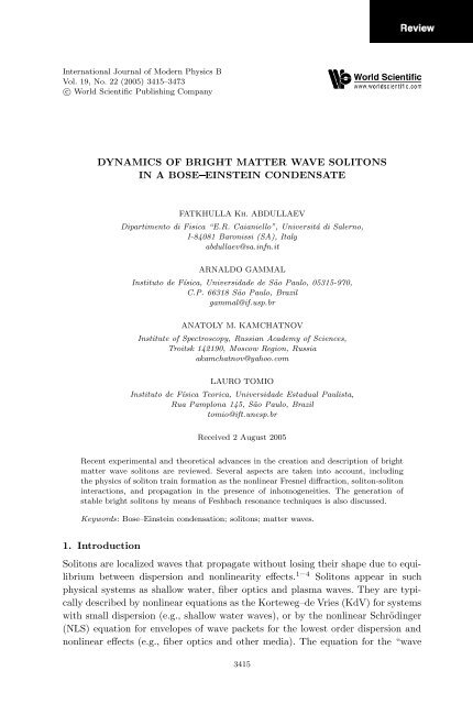 Dynamics of bright matter wave solitons in a Bose-Einstein ...