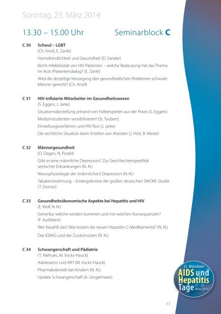 15. MÃ¼nchner AIDS- und Hepatitis-Tage