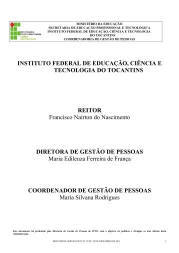 Boletim de ServiÃ§o DEZEMBRO-2011 - IFTO