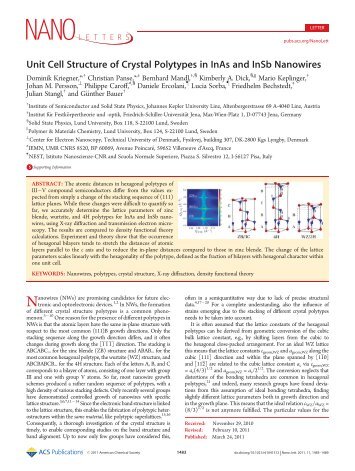 Unit Cell Structure of Crystal Polytypes in InAs and InSb Nanowires