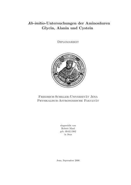 Ab Initio Untersuchungen Der Aminosa Uren Glycin Alanin Und Cystein