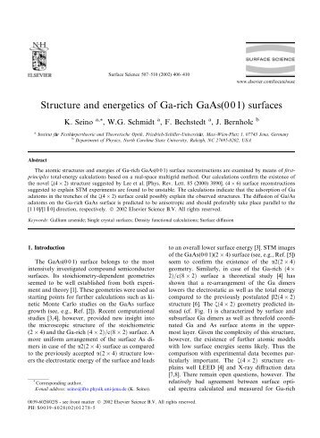 Structure and energetics of Ga-rich GaAs(001) surfaces - Institut fÃ¼r ...