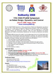 RoManSy 2008 - IFToMM