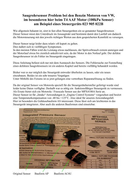 Saugrohrsensor T4 SteuergerÃ¤t