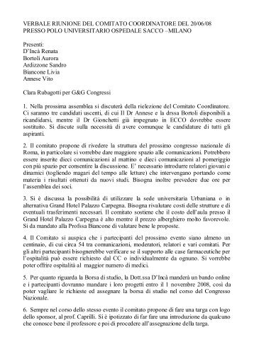 VERBALE RIUNIONE DEL COMITATO COORDIANTORE ... - IG-IBD