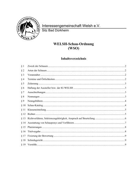 WELSH-Schau-Ordnung (WSO) - IG Welsh