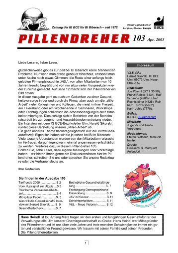 Pillendreher Ausgabe 103 April 2005 - IGBCE-Biberach