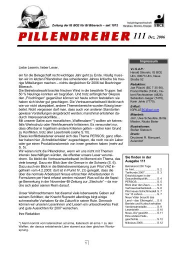 Pillendreher Ausgabe 111 Dez 2006 - IGBCE-Biberach