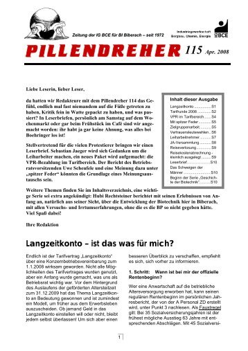 Pillendreher Ausgabe 115 April 2008 - IGBCE-Biberach