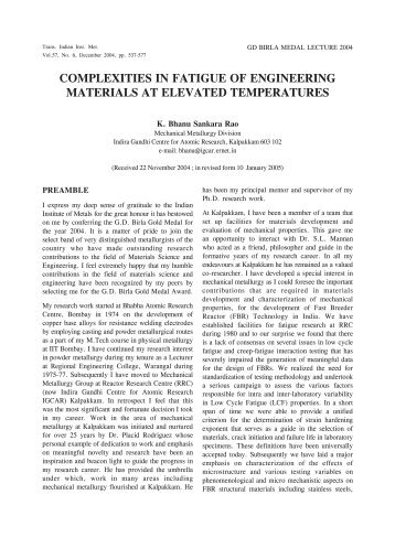 complexities in fatigue of engineering materials at elevated