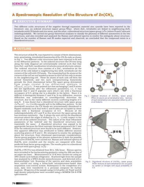 A Spectroscopic Resolution of the Structure of Zn(CN)2