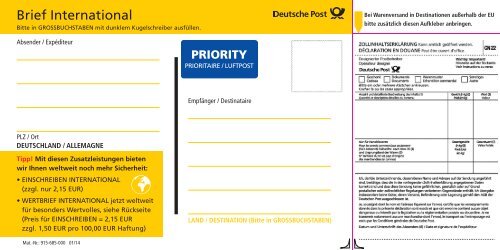 PDF-Formular herunterladen - Deutsche Post