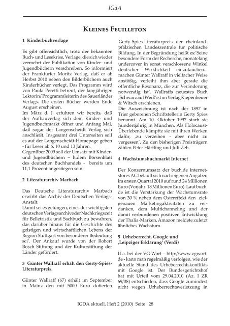 Heft 2 (2010) - Interessengemeinschaft deutschsprachiger Autoren eV