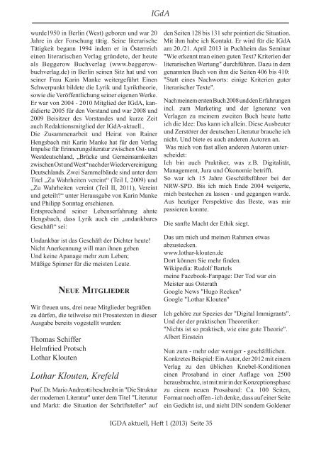 Heft 1 (2013) - Interessengemeinschaft deutschsprachiger Autoren eV