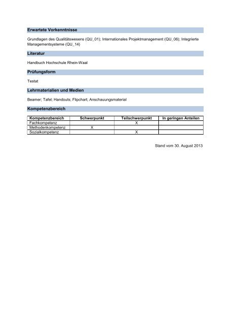 Modulhandbuch - Hochschule Rhein-Waal