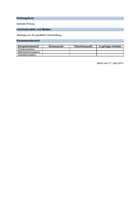 Modulhandbuch - Hochschule Rhein-Waal