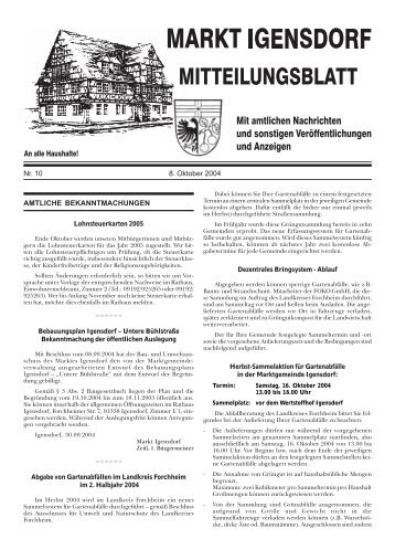 Nr. 10 8. Oktober 2004 AMTLICHE ... - Markt Igensdorf