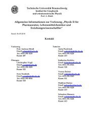 Allgemeine Informationen zur Vorlesung âPhysik II fÃ¼r Pharmazeuten ...