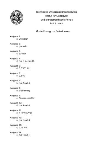 MusterlÃ¶sung zur Probeklausur Technische UniversitÃ¤t ...