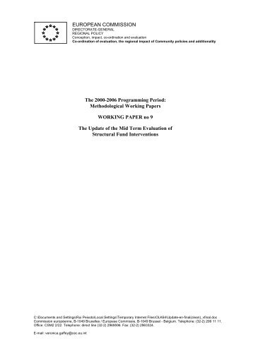 Methodological Working Papers WORKING PAPER no 9 The ...