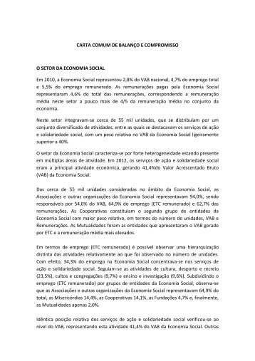 Carta comum de balanÃ§o e compromisso da Economia Social