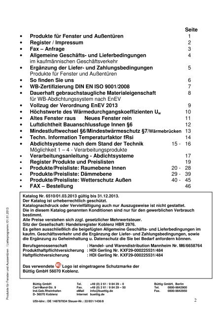 Gesamtkatalog 2013 - Büttig GmbH