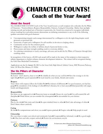Character Counts Coach of the Year Application - Iowa Girls High ...