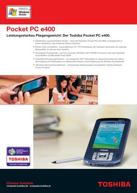 Der Toshiba Pocket PC e400. - Werner